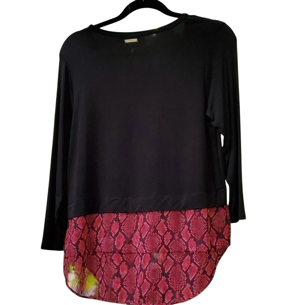 Michael Kors Black Snake Print Layered Tunic Top Womens Size S - Picture 4 of 7